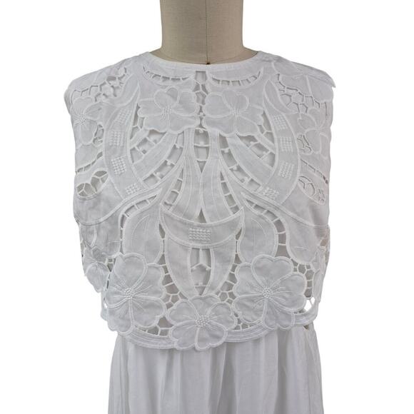 Impressions white Embroidered Maxi dress Sz 1X Wedding Summer Beach Travel NWT - Picture 2 of 9